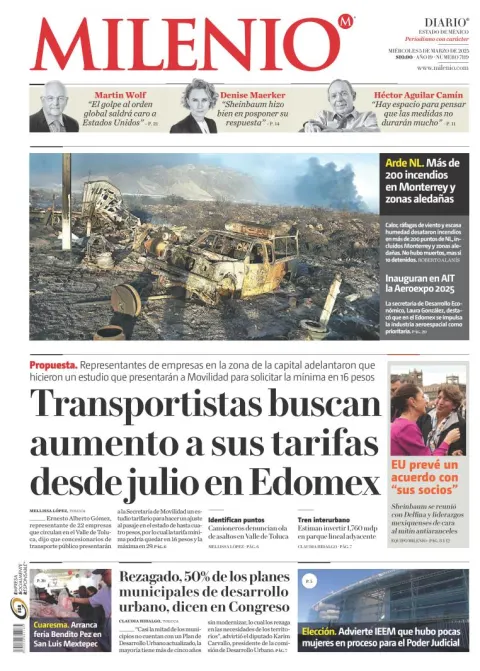 Portada de Milenio Edo de Mexico del miércoles, 5 de marzo de 2025