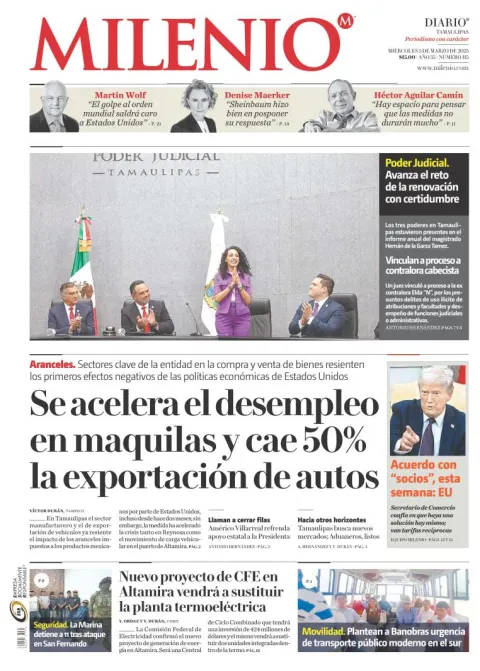 Portada de Milenio Tamaulipas del miércoles, 5 de marzo de 2025