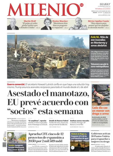 Portada de Milenio Laguna del miércoles, 5 de marzo de 2025