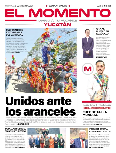 Portada de El Momento Yucatan del miércoles, 5 de marzo de 2025