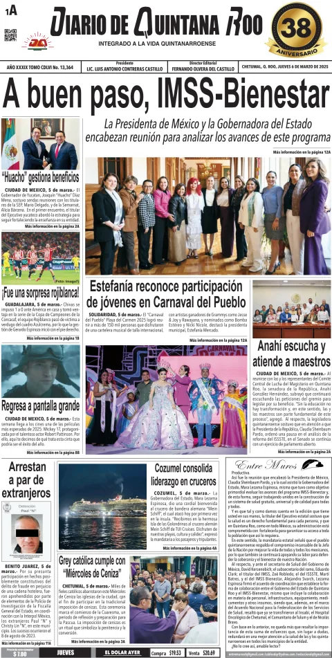 Portada de Diario de Quintana Roo (portada)