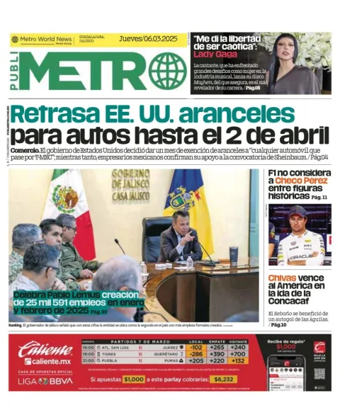 Portada de Publimetro Guadalajara