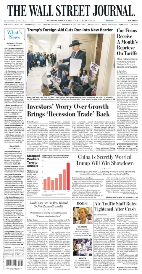Portada de The Wall Street Journal