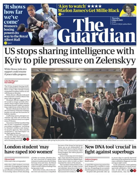 Portada de The Guardian (reino Unido)