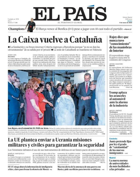 Portada de El Pais