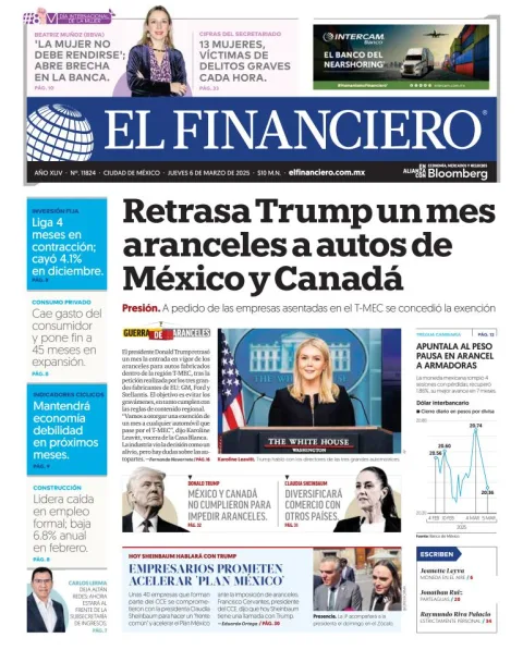 Portada de El Financiero del jueves, 6 de marzo de 2025