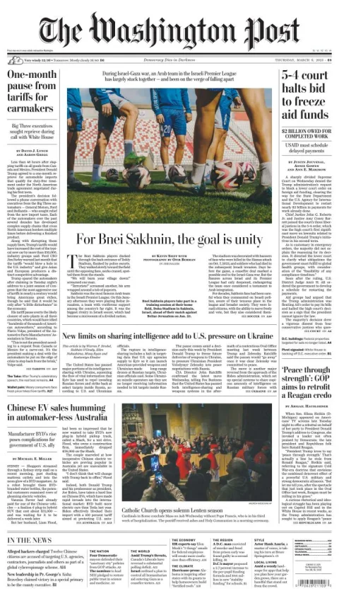 Portada de The Washington Post del jueves, 6 de marzo de 2025