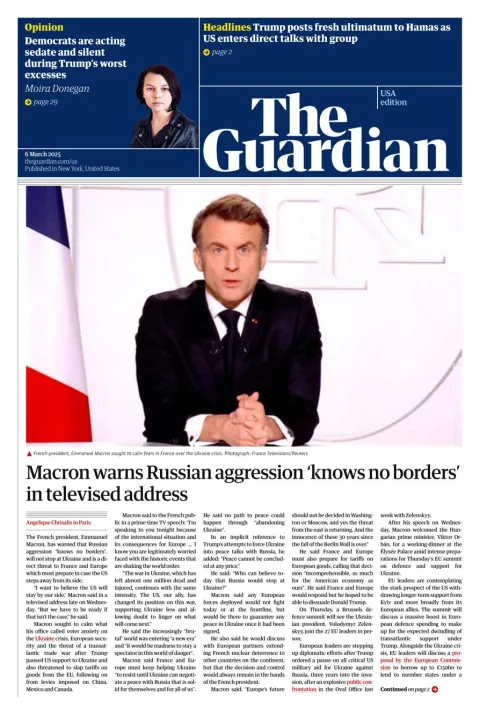 Portada de The Guardian (usa)