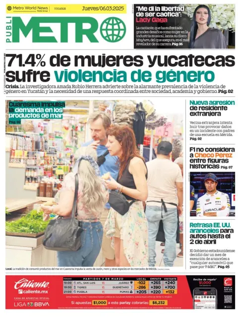 Portada de Publimetro Merida del jueves, 6 de marzo de 2025