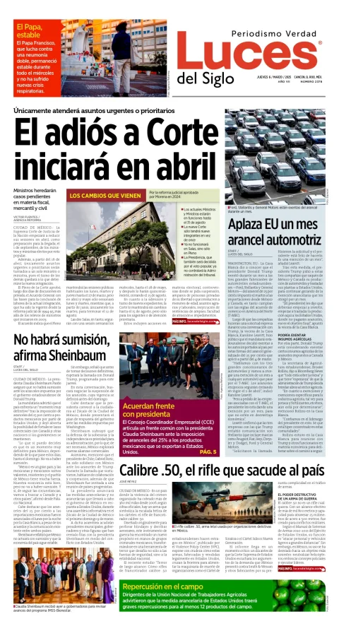 Portada de Luces del Siglo del jueves, 6 de marzo de 2025