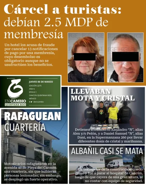 Portada de En Cambio - Quintana Roo (contraportada) del jueves, 6 de marzo de 2025