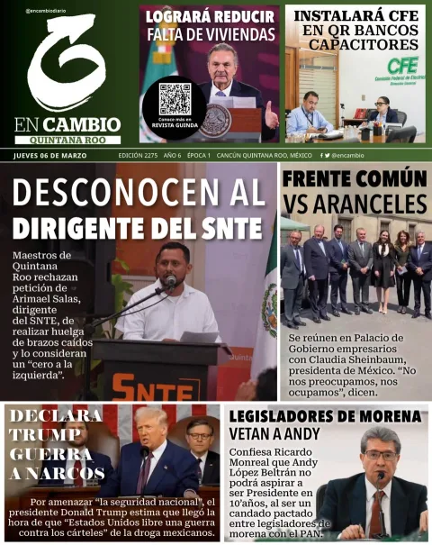 Portada de En Cambio - Quintana Roo (portada) del jueves, 6 de marzo de 2025