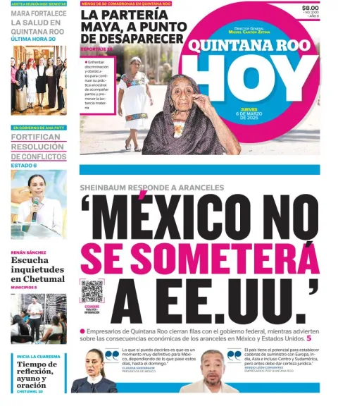 Portada de Quintana Roo Hoy del jueves, 6 de marzo de 2025