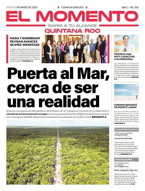 Portada de El Momento Quintana Roo del jueves, 6 de marzo de 2025