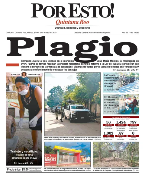Portada de Por Esto (quintana Roo Chetumal) del jueves, 6 de marzo de 2025