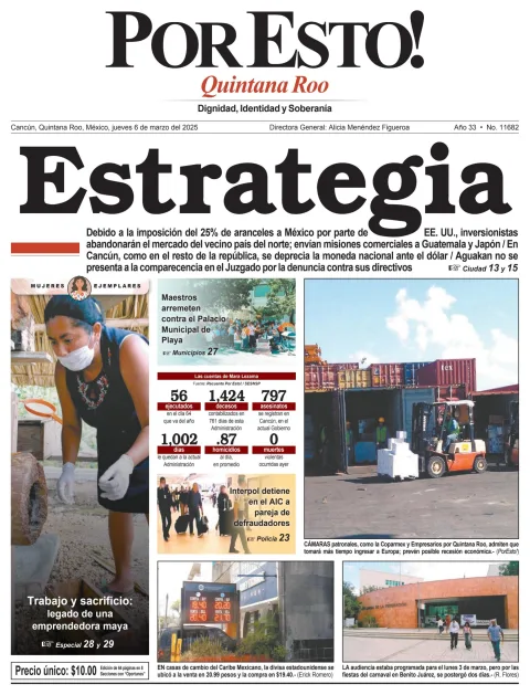 Portada de Por Esto (quintana Roo Cancun) del jueves, 6 de marzo de 2025