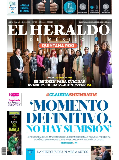 Portada de El Heraldo de Mexico - Quintana Roo del jueves, 6 de marzo de 2025