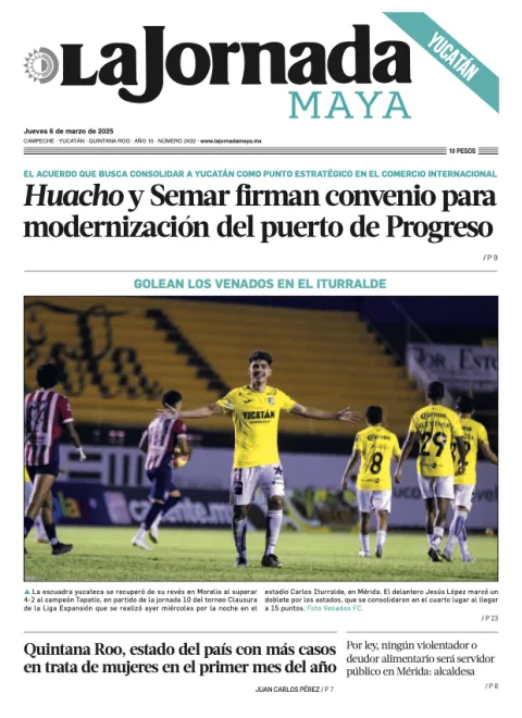 Portada de La Jornada Maya Yucatán del jueves, 6 de marzo de 2025