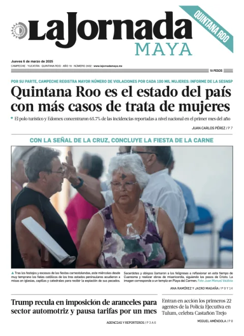 Portada de La Jornada Maya Quintana Roo del jueves, 6 de marzo de 2025