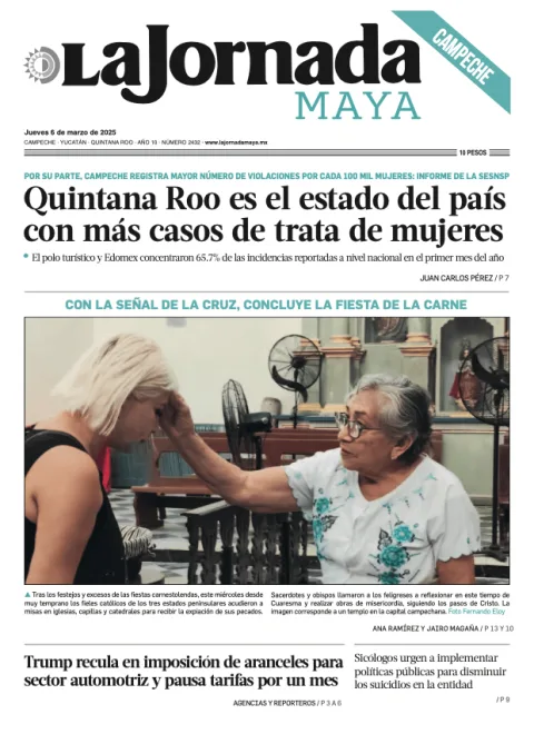 Portada de La Jornada Maya Campeche del jueves, 6 de marzo de 2025
