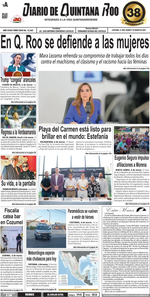 Portada de Diario de Quintana Roo (portada)