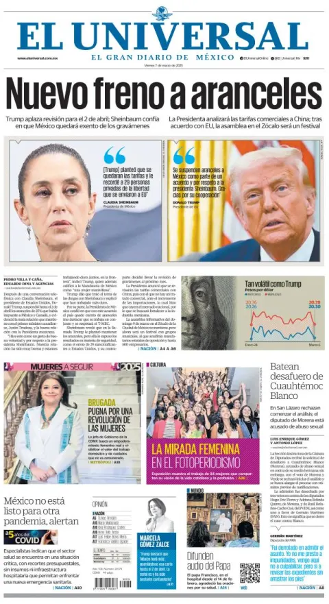 Portada de El Universal