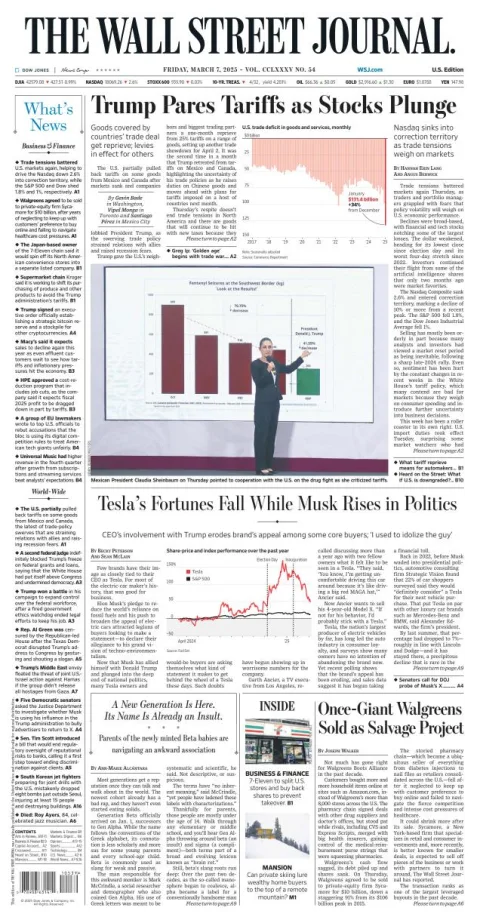 Portada de The Wall Street Journal del viernes, 7 de marzo de 2025