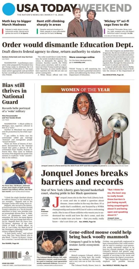 Portada de Usa Today del viernes, 7 de marzo de 2025