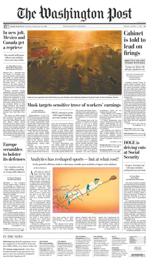 Portada de The Washington Post del viernes, 7 de marzo de 2025
