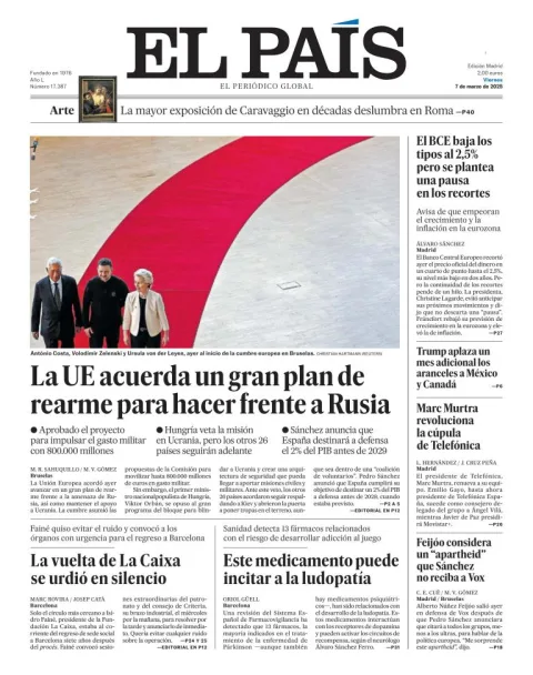 Portada de El Pais del viernes, 7 de marzo de 2025