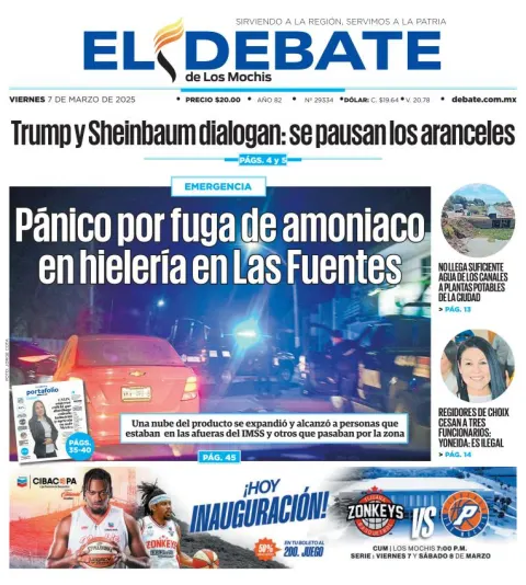 Portada de El Debate de los Mochis del viernes, 7 de marzo de 2025