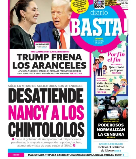 Portada de Basta del viernes, 7 de marzo de 2025