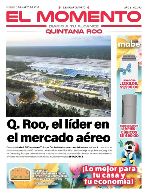 Portada de El Momento Quintana Roo del viernes, 7 de marzo de 2025