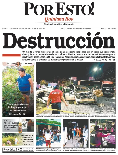 Portada de Por Esto (quintana Roo Cancun) del viernes, 7 de marzo de 2025