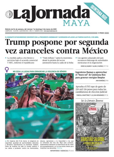 Portada de La Jornada Maya Quintana Roo del viernes, 7 de marzo de 2025