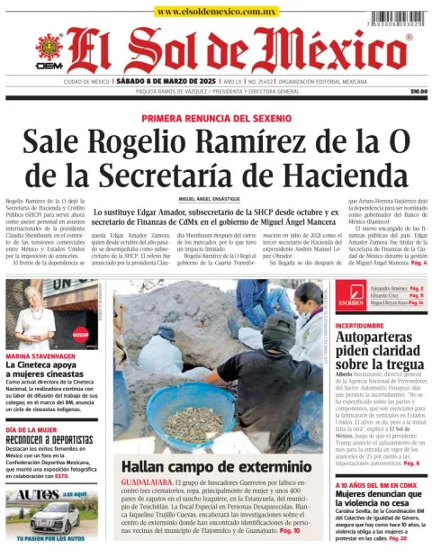 Portada de El Sol de Mexico