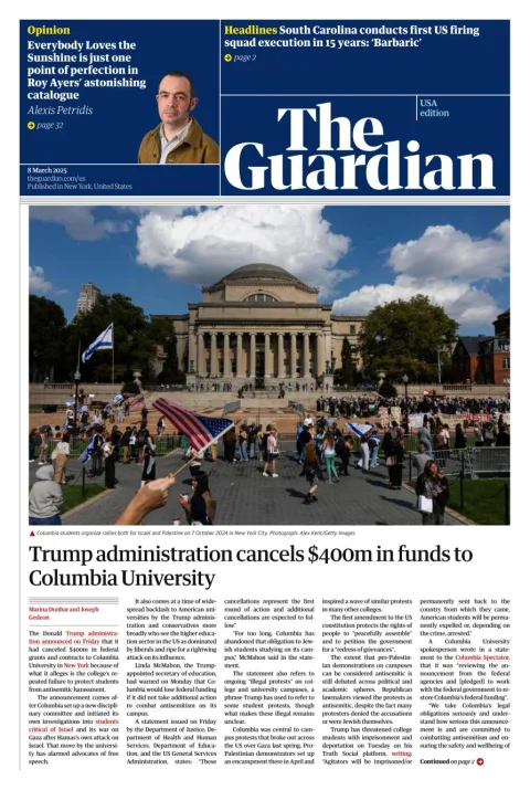 Portada de The Guardian (usa)