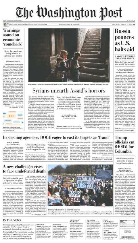 Portada de The Washington Post del sábado, 8 de marzo de 2025