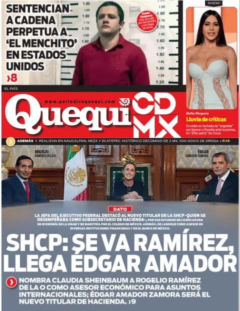 Portada de Quequi CDMX (contraportada) del sábado, 8 de marzo de 2025