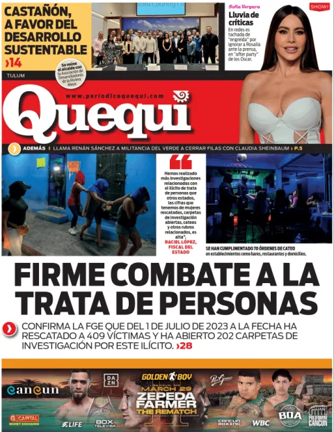 Portada de Quequi (contraportada) del sábado, 8 de marzo de 2025