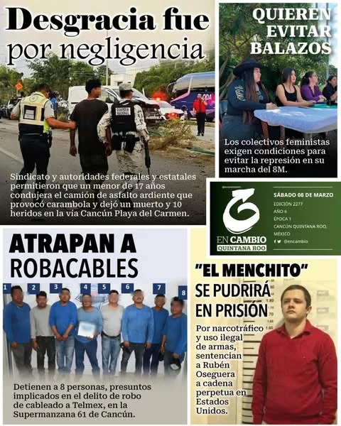 Portada de En Cambio - Quintana Roo (portada) del sábado, 8 de marzo de 2025