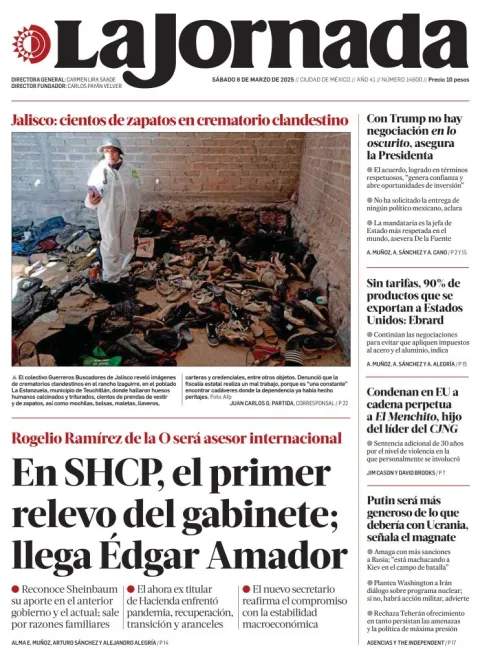 Portada de La Jornada del sábado, 8 de marzo de 2025