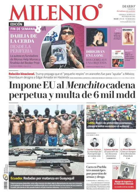 Portada de Milenio del sábado, 8 de marzo de 2025
