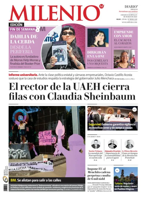 Portada de Milenio Hidalgo del sábado, 8 de marzo de 2025