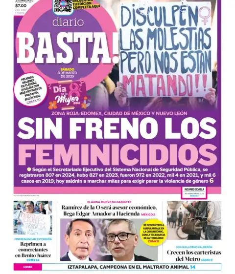 Portada de Basta del sábado, 8 de marzo de 2025