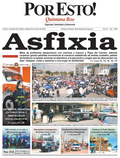 Portada de Por Esto (quintana Roo Cancun) del sábado, 8 de marzo de 2025