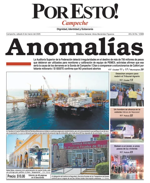 Portada de Por Esto (campeche) del sábado, 8 de marzo de 2025