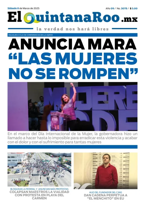 Portada de El Quintana Roo (portada) del sábado, 8 de marzo de 2025