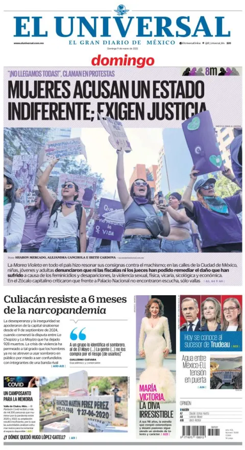 Portada de El Universal