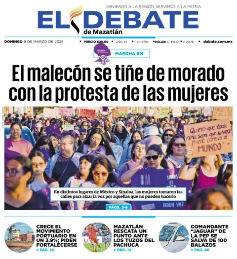 Portada de El Debate de Mazatlan